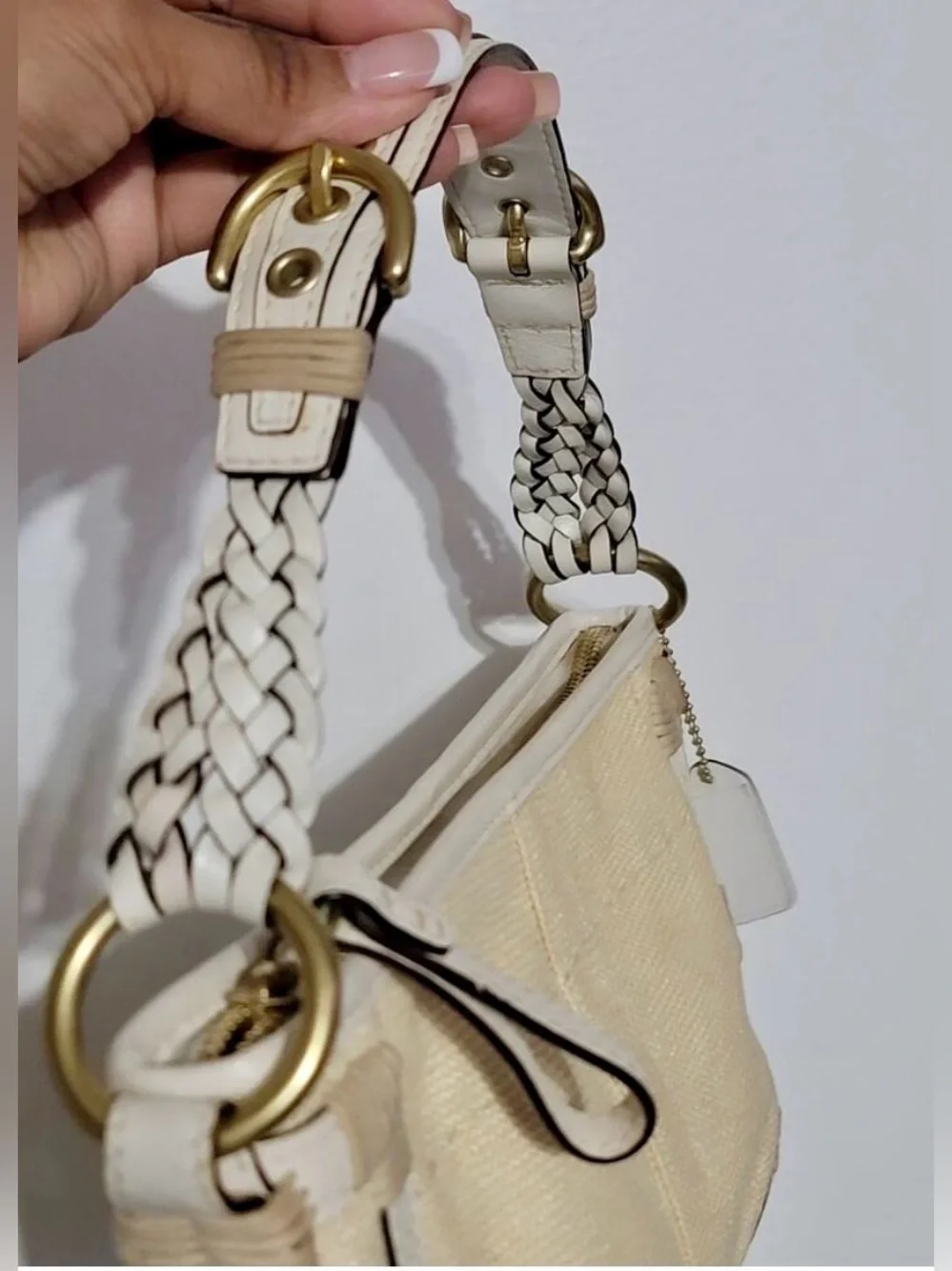 Coach Vintage Soho Hobo Angora Straw leather Shoulder Bag 2005 Y2K (4710) EUC